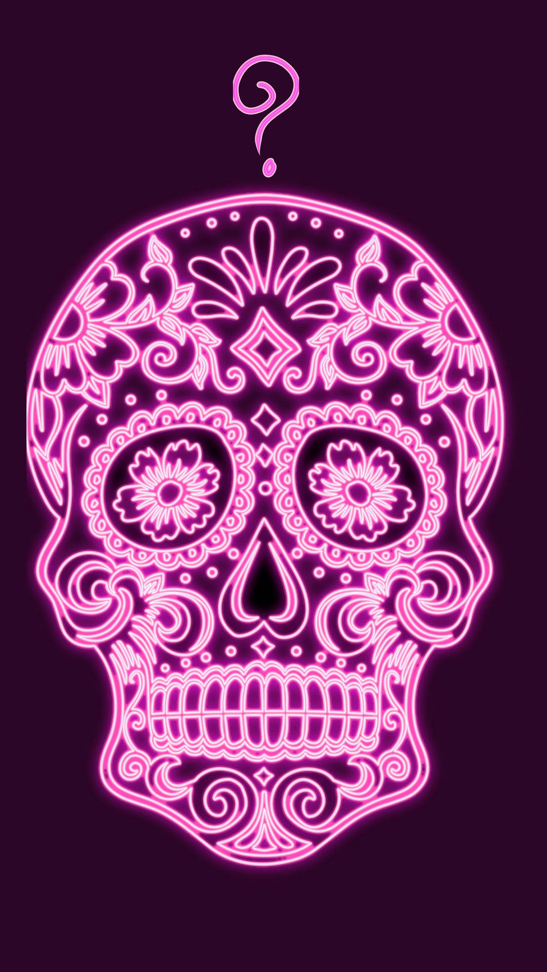 Illuminated Neon Pink Aesthetic Skull Art Background