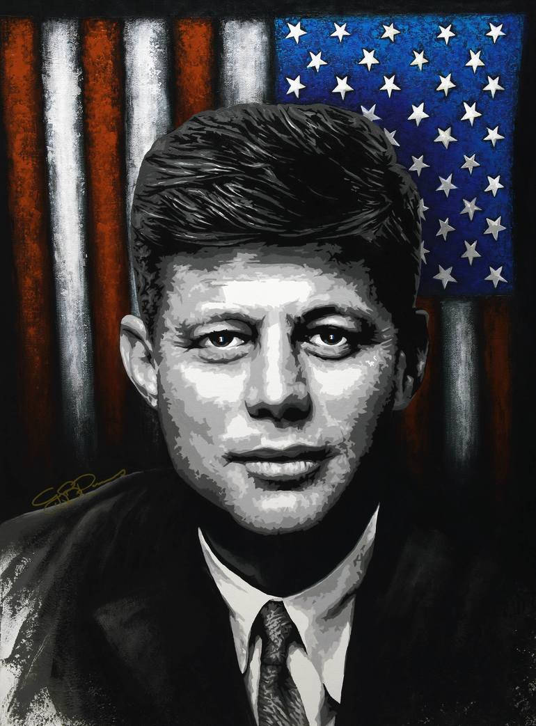 Illuminated Portrait Of Later President John F. Kennedy Background