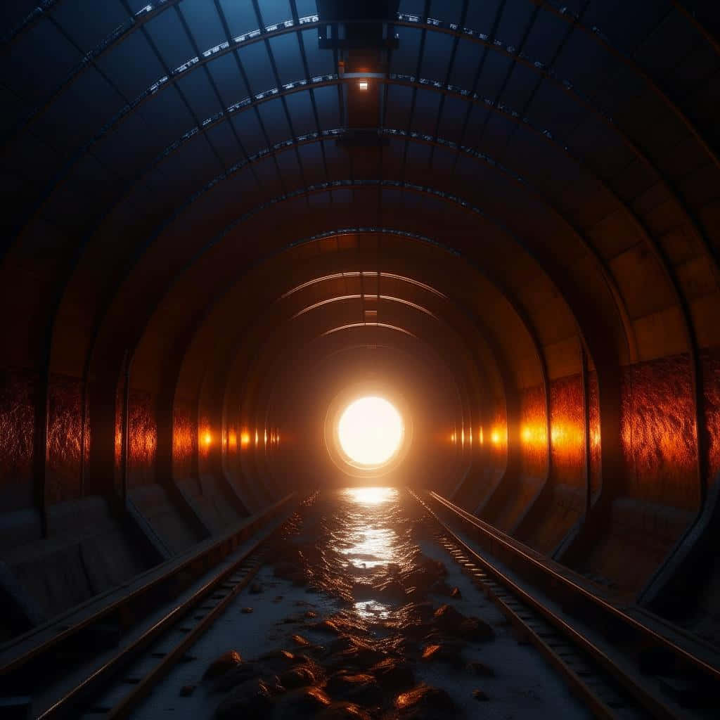 Illuminated Railway Tunnel Sunrise Background