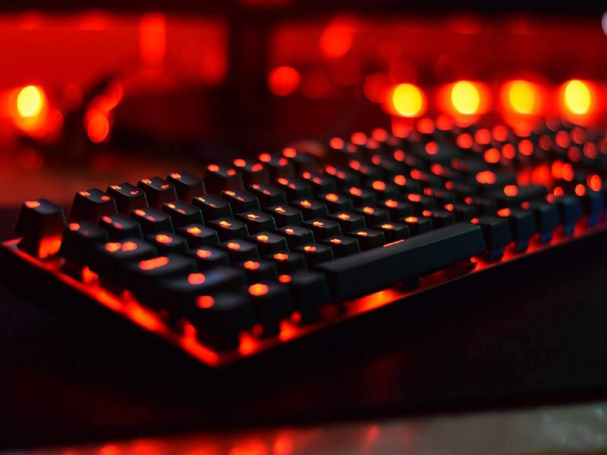 Illuminated Red And Black Computer Keyboard Background