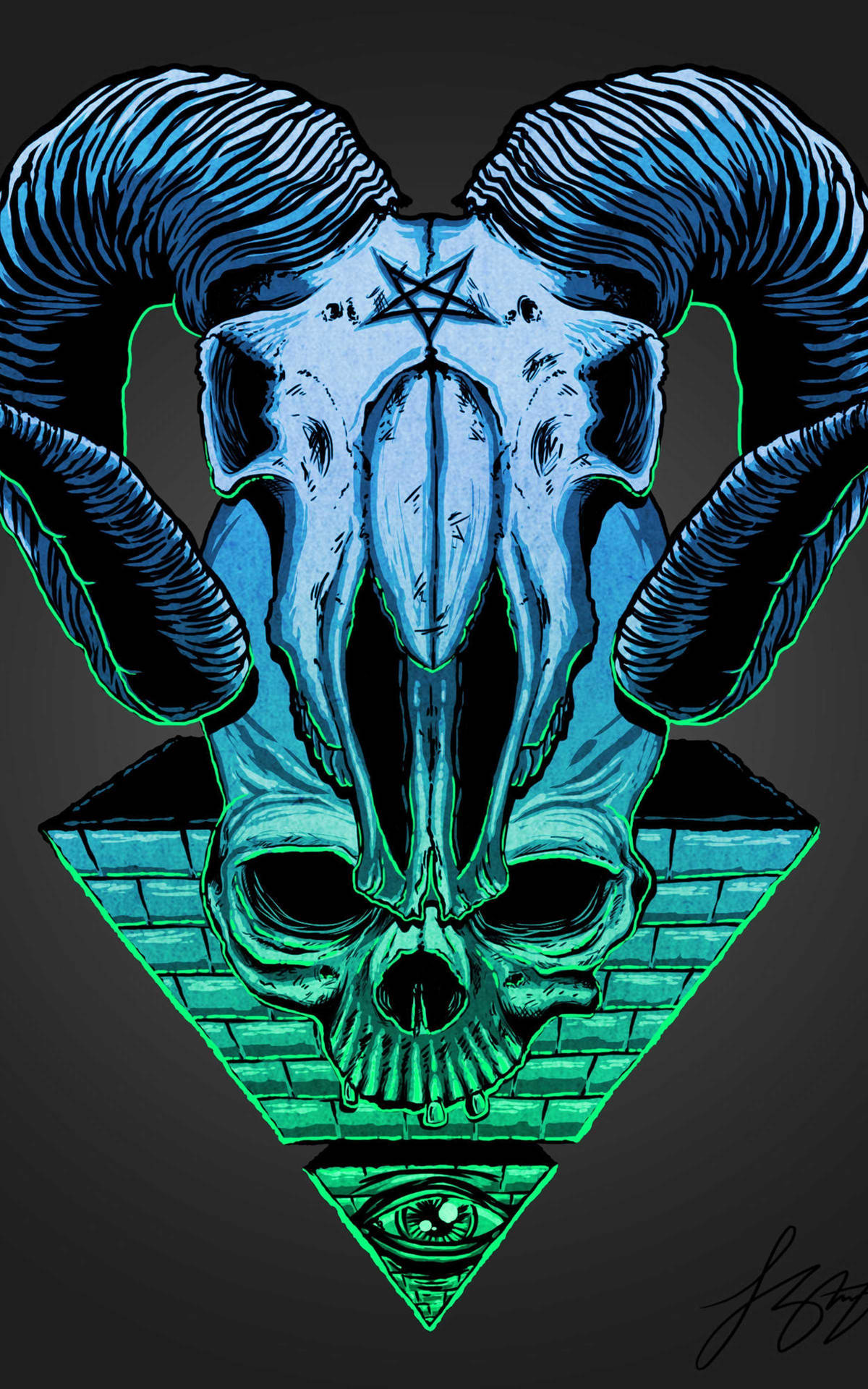 Illuminati Skull Symbol Background