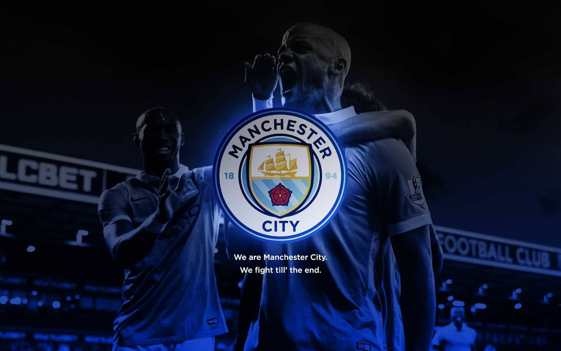Illuminating Success - Manchester City Neon Logo Background