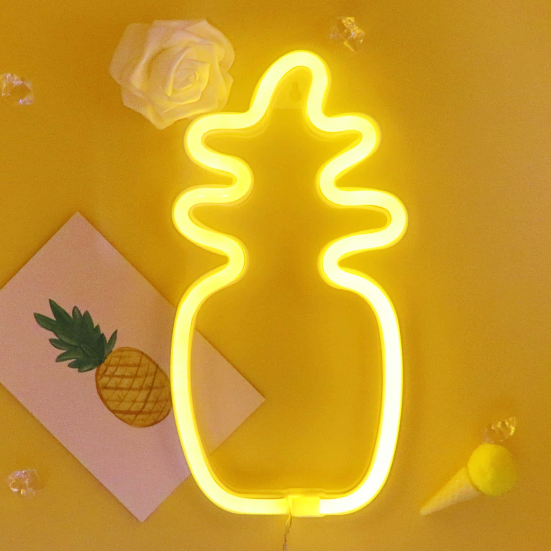 Illuminating The City With Yellow Neon Lights Background