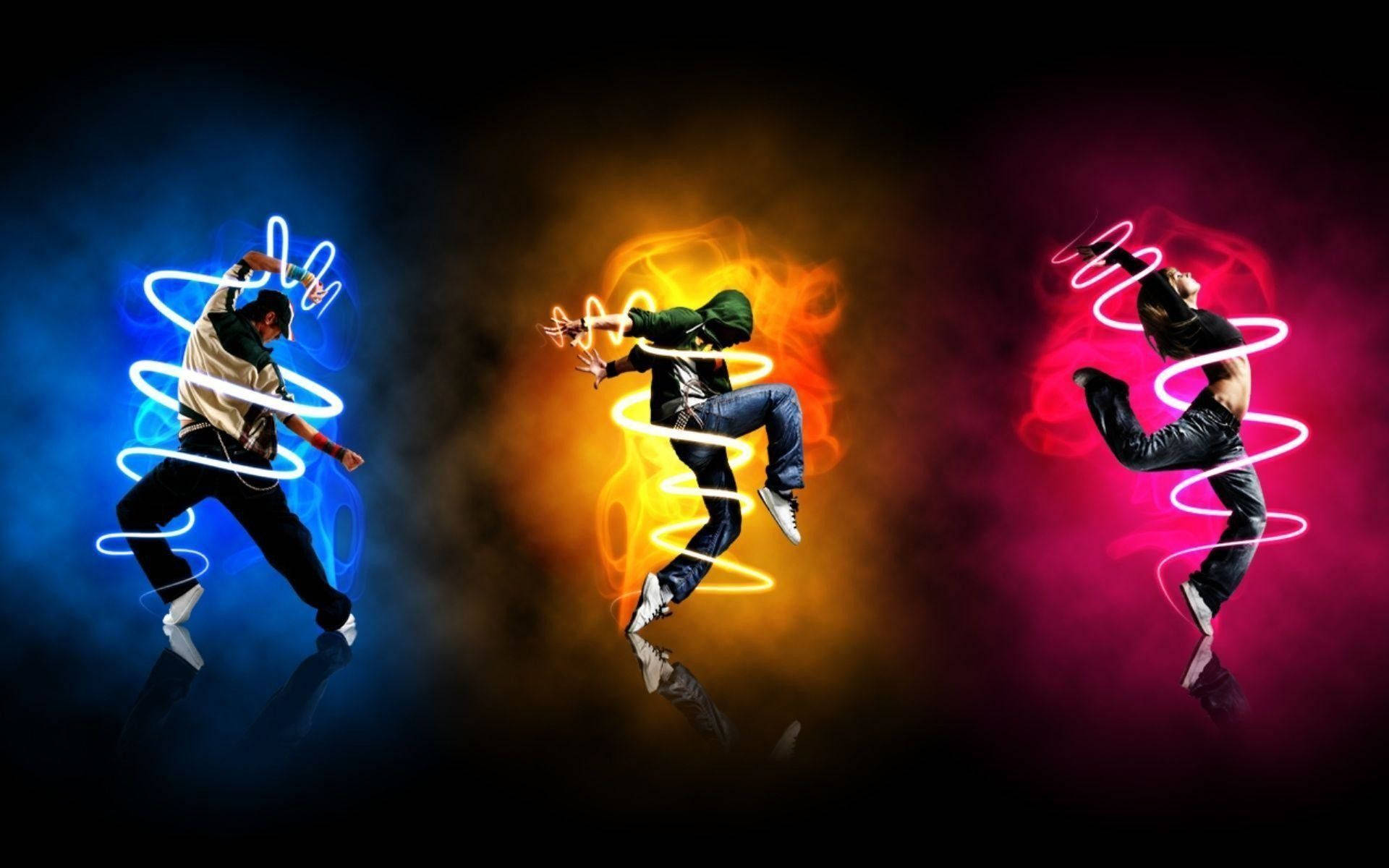 Illuminating The Dance Floor With Dynamic Neon Dance Pose Background