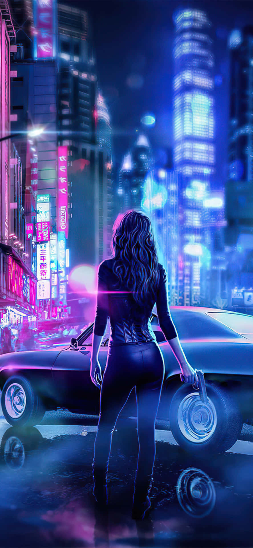 Illuminating Tokyo City In Neon Lights Background