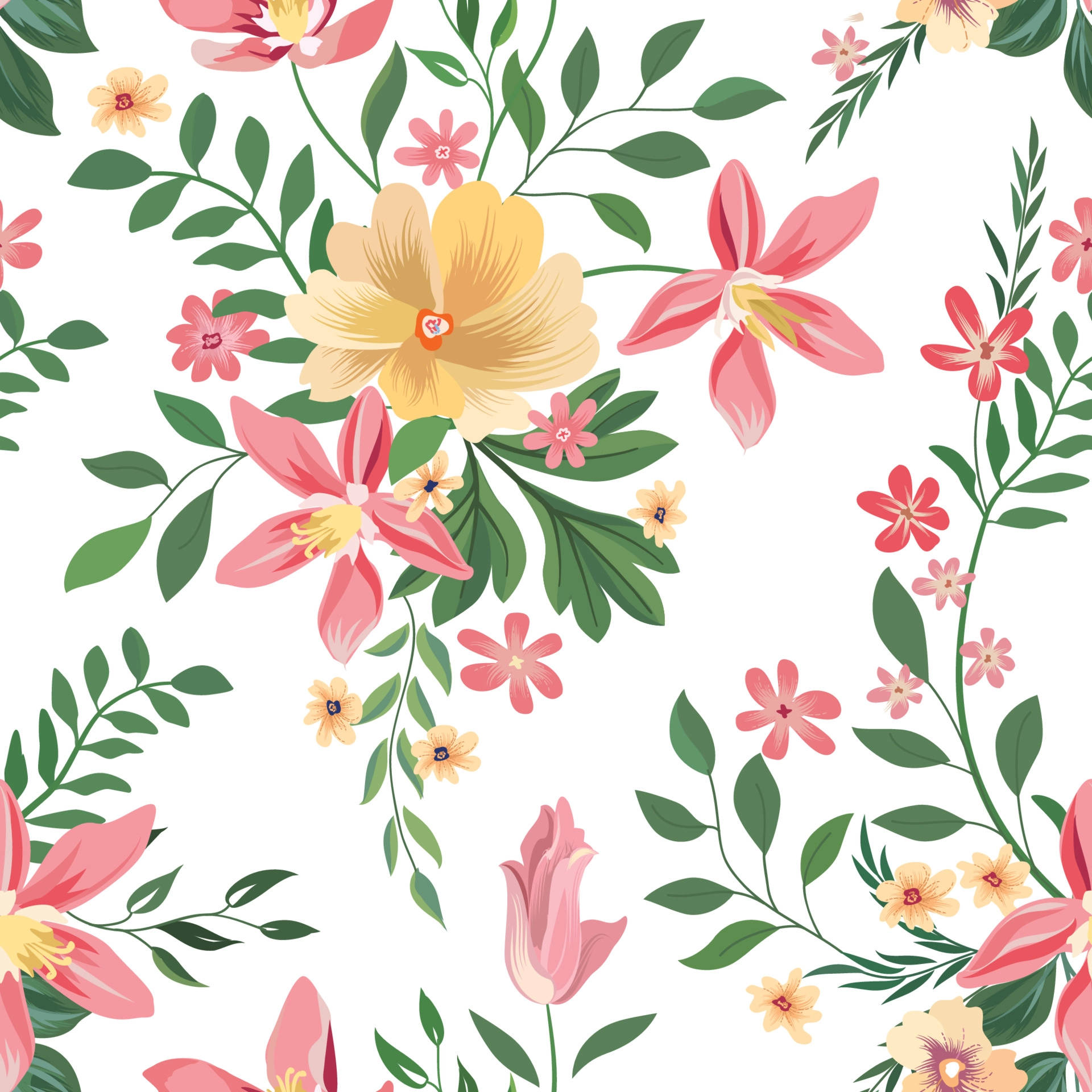 Illustrated Flowers Background Background