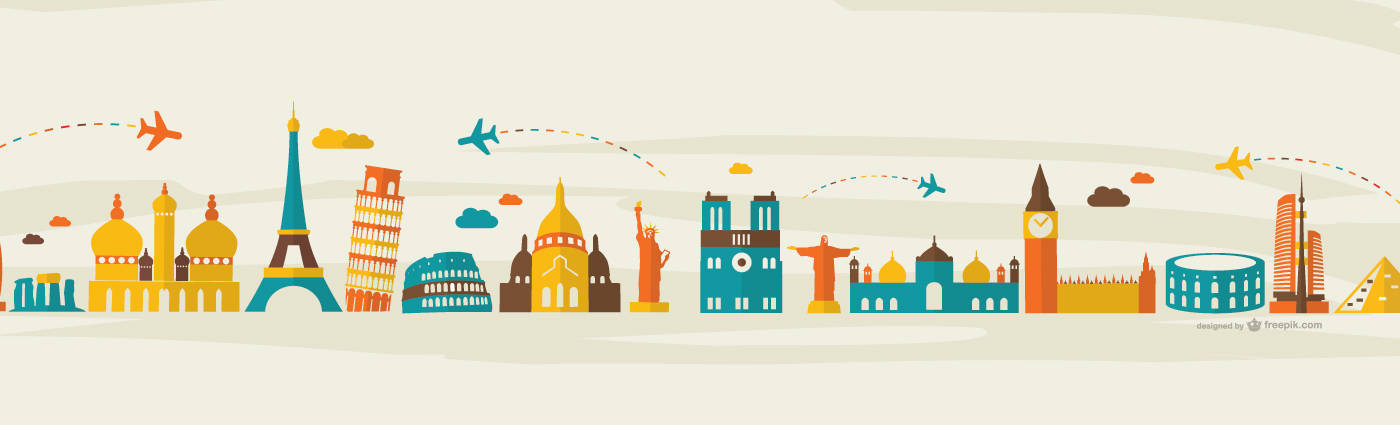 Illustrated Landmarks Linkedin Cover Background