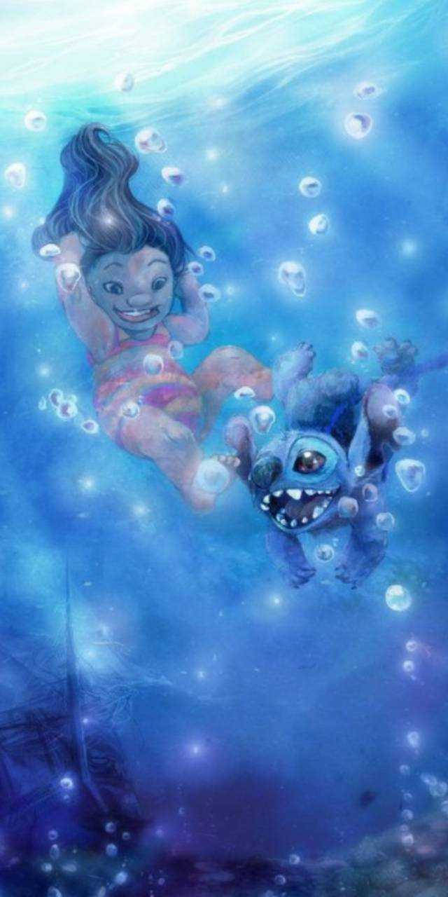 Illustrated Lilo And Stitch Iphone Background