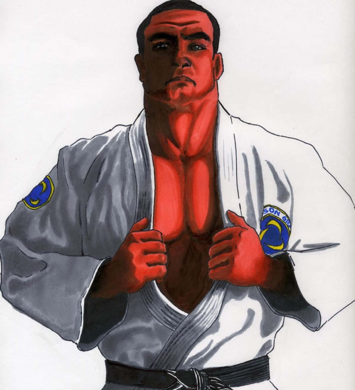 Illustrated Martial Artistin Gi Background