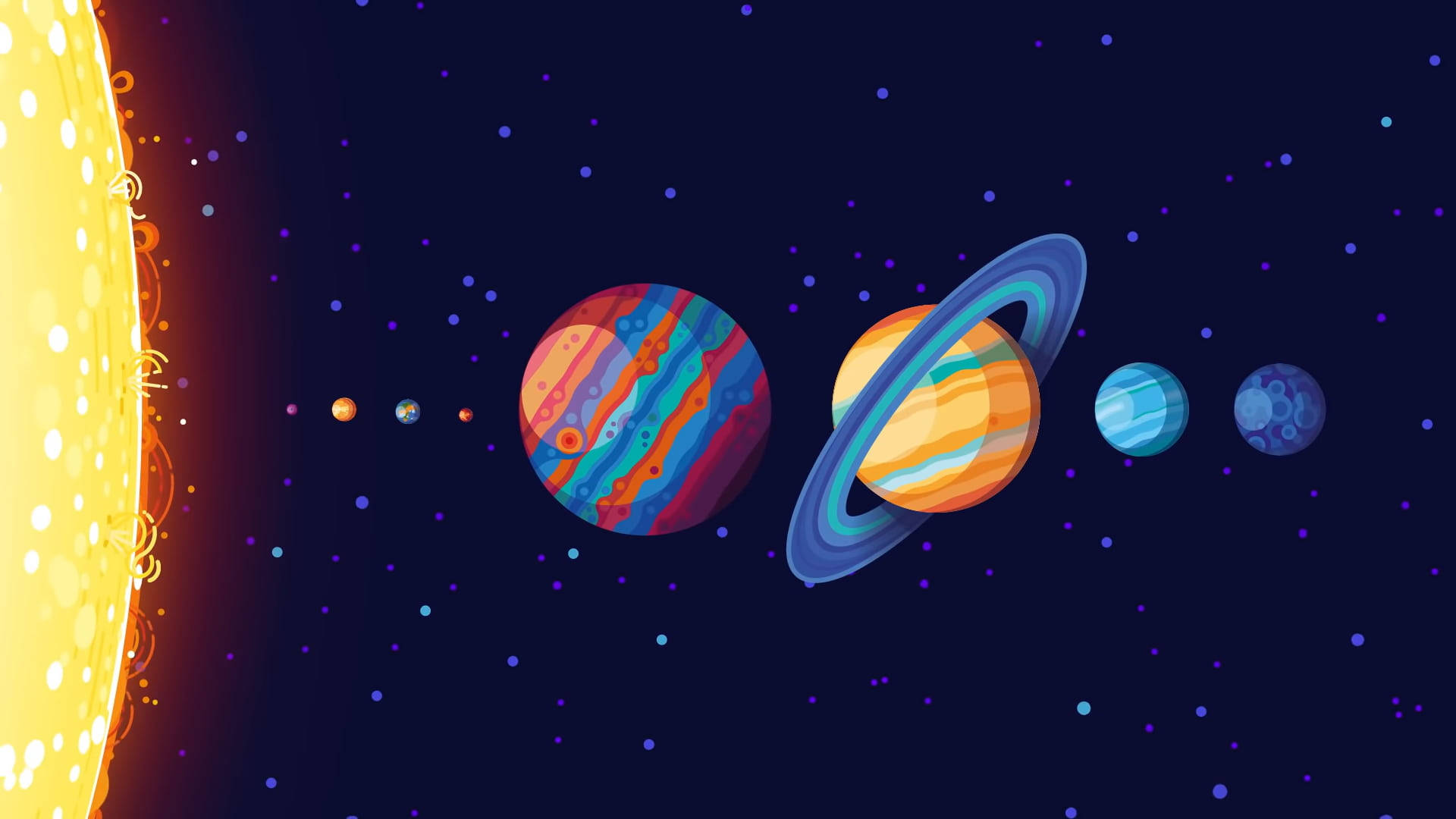 Illustrated Solar System Hd Background