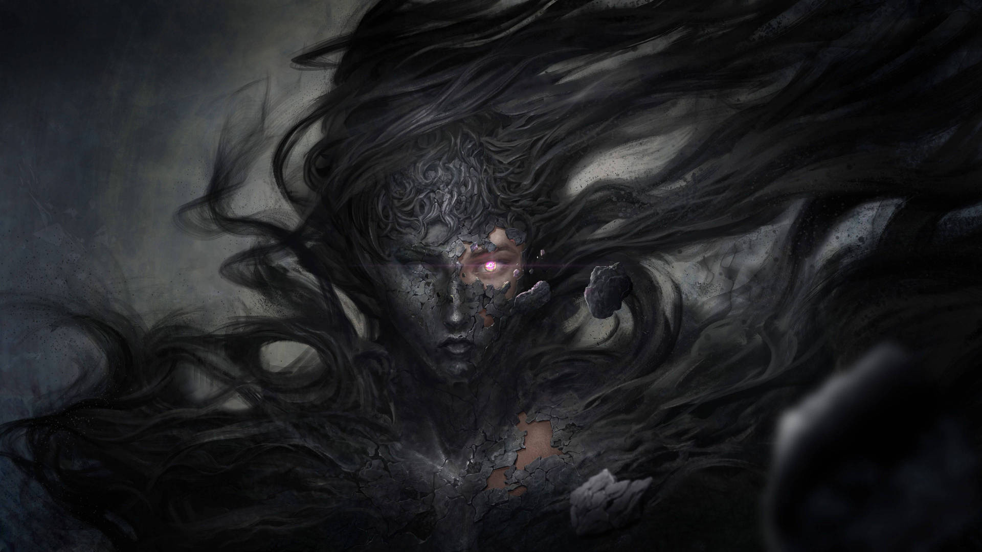 Illustration Of Dark And Ominous Woman Background