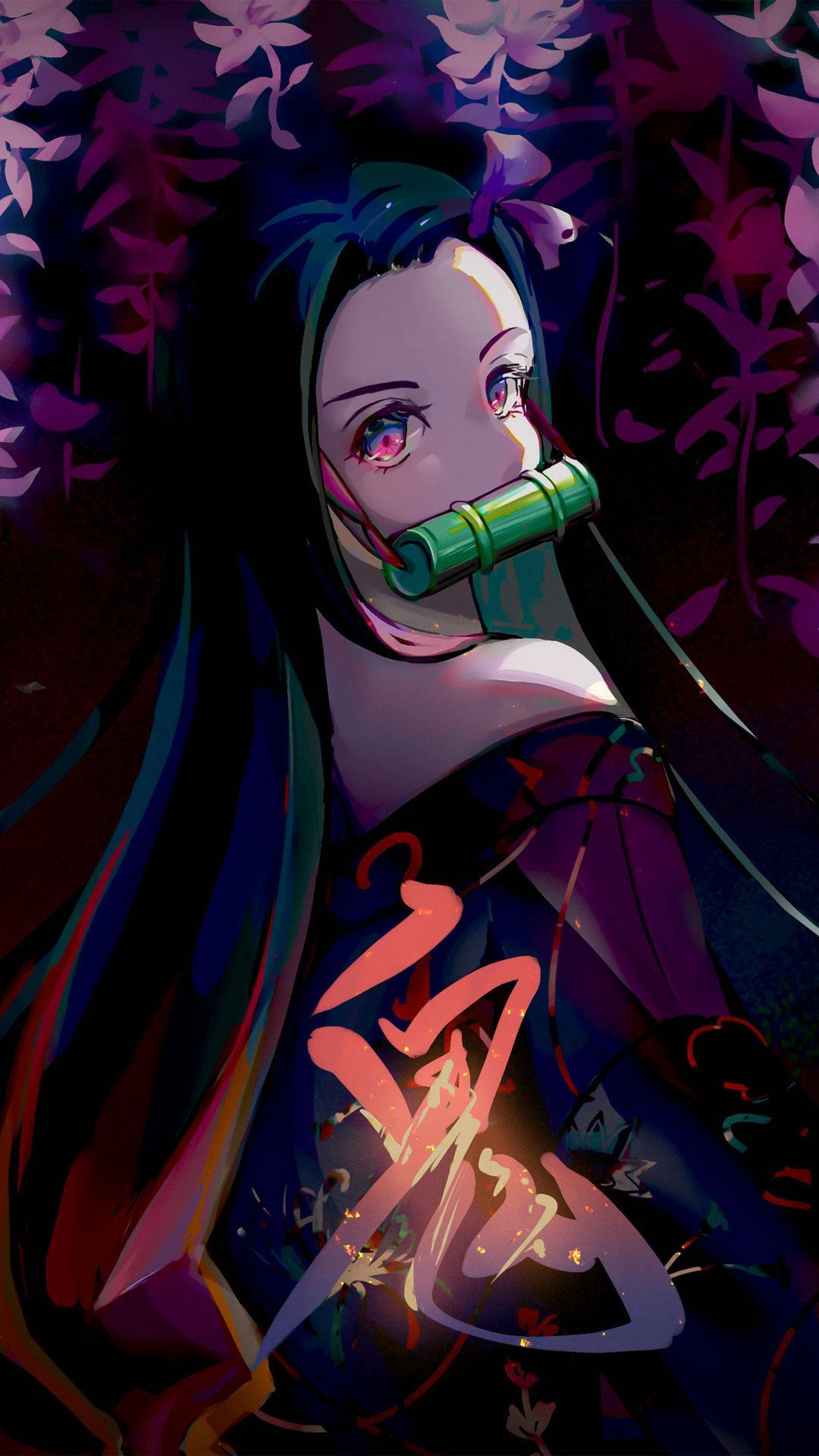 Illustration Of Demon Slayer Nezuko Cute Kimono Background