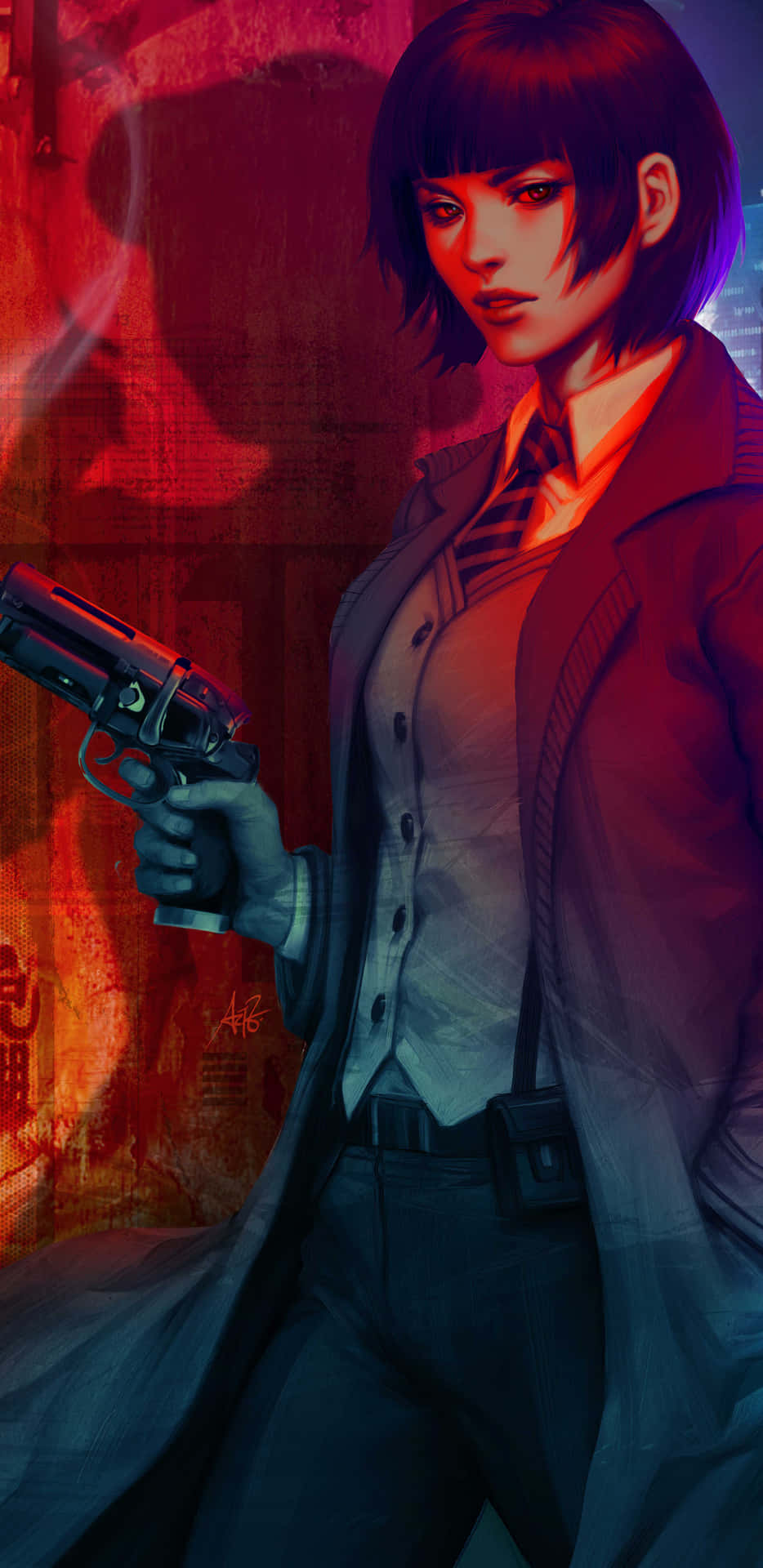 Illustration Of Female Gangsters With Guns Background