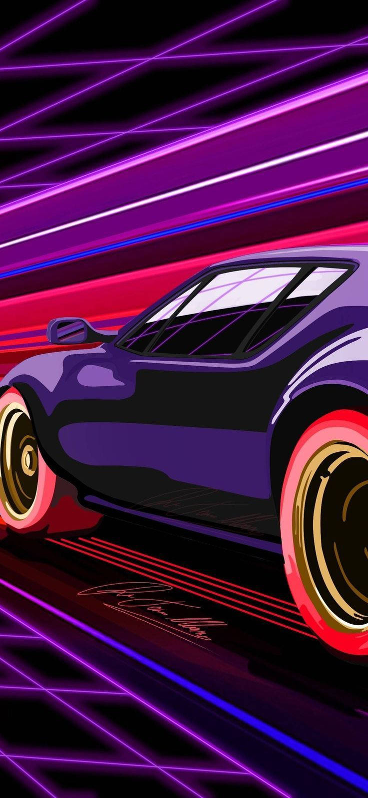 Illustration Of Futuristic Violet Car Iphone