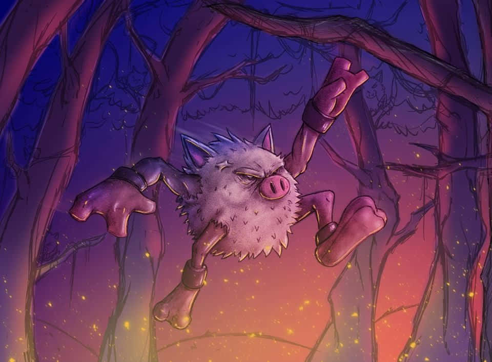Illustration Of Primeape In The Forest Background
