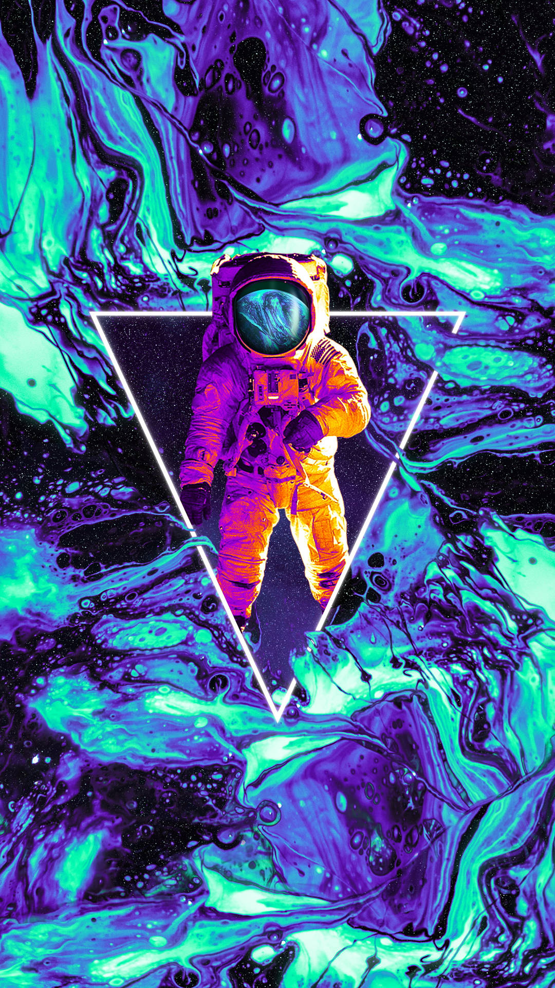 Illustration Of Spaceman With Neon Galaxy