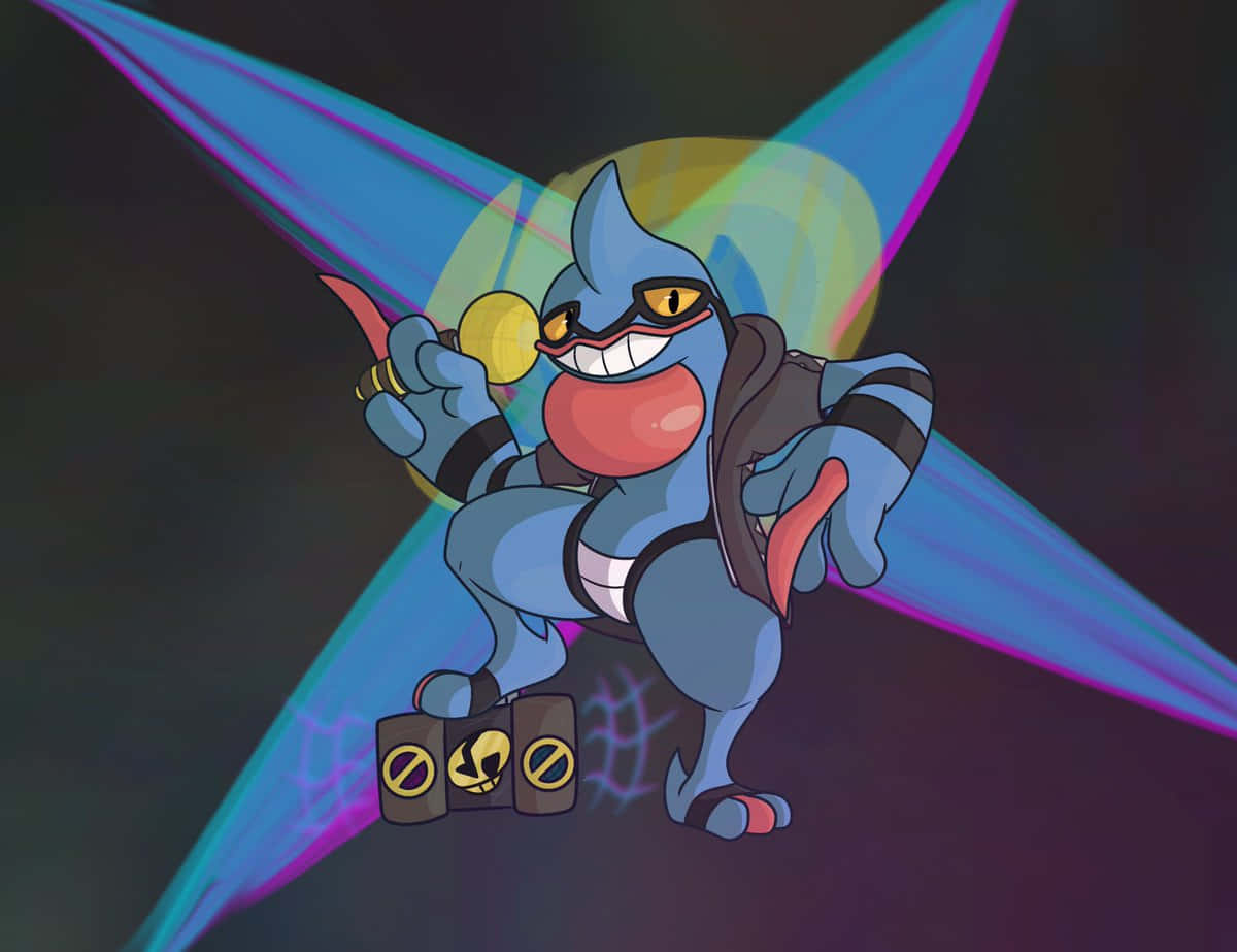 Illustration Of Toxicroak Pokemon With Speakers Background