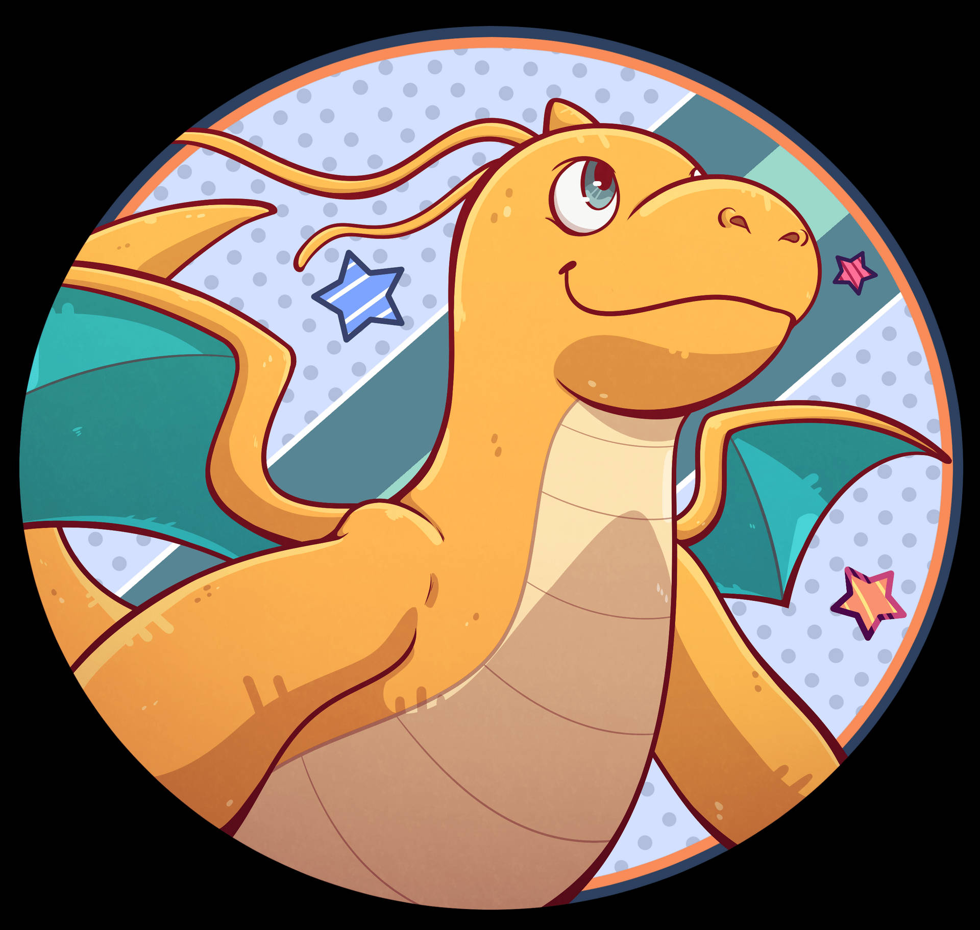 Image A Cute Dragonite Grazing In The Meadow