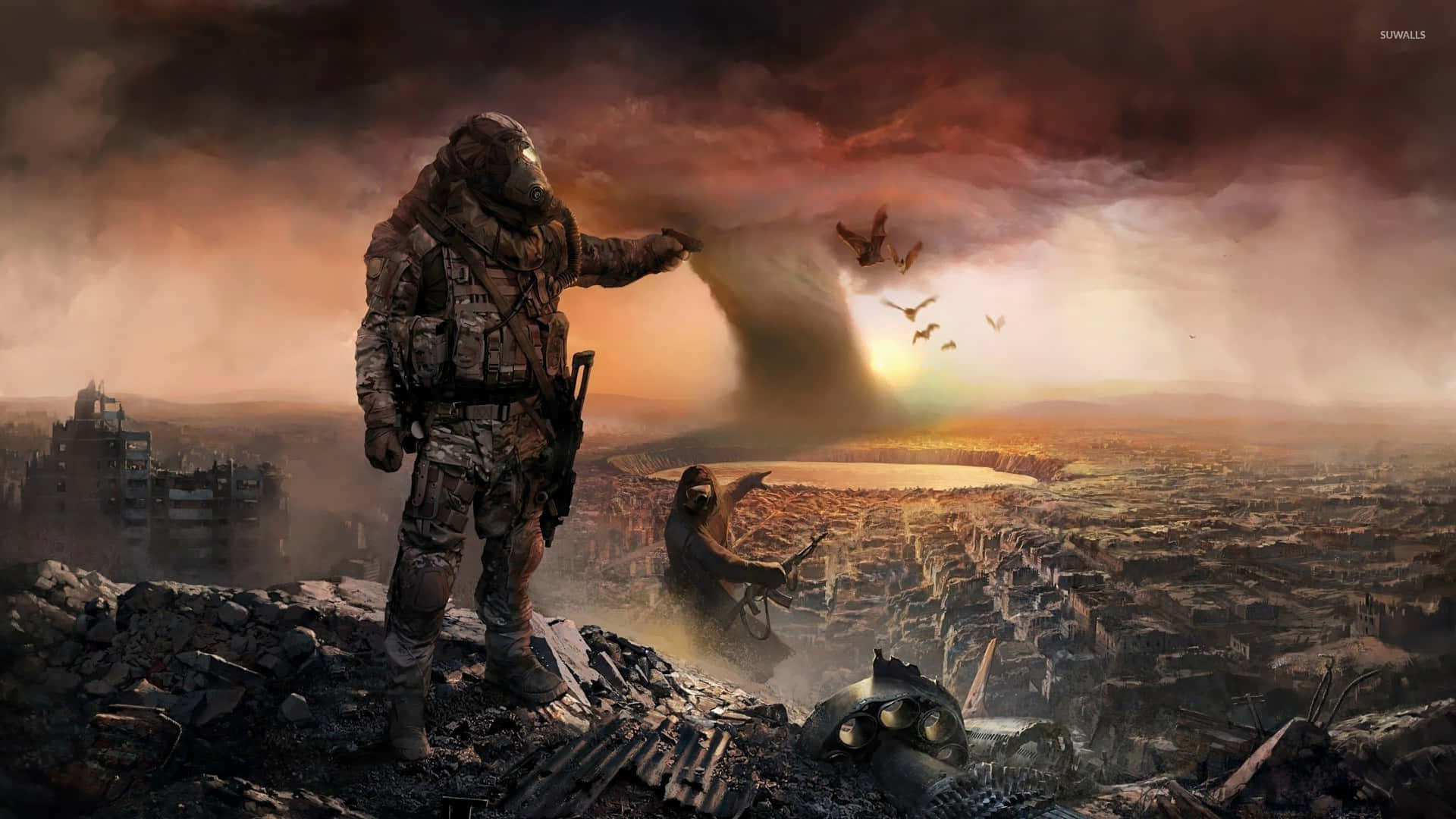 Image A Post-apocalyptic Landscape Depicting An Abandoned City Devoured By Nature Background