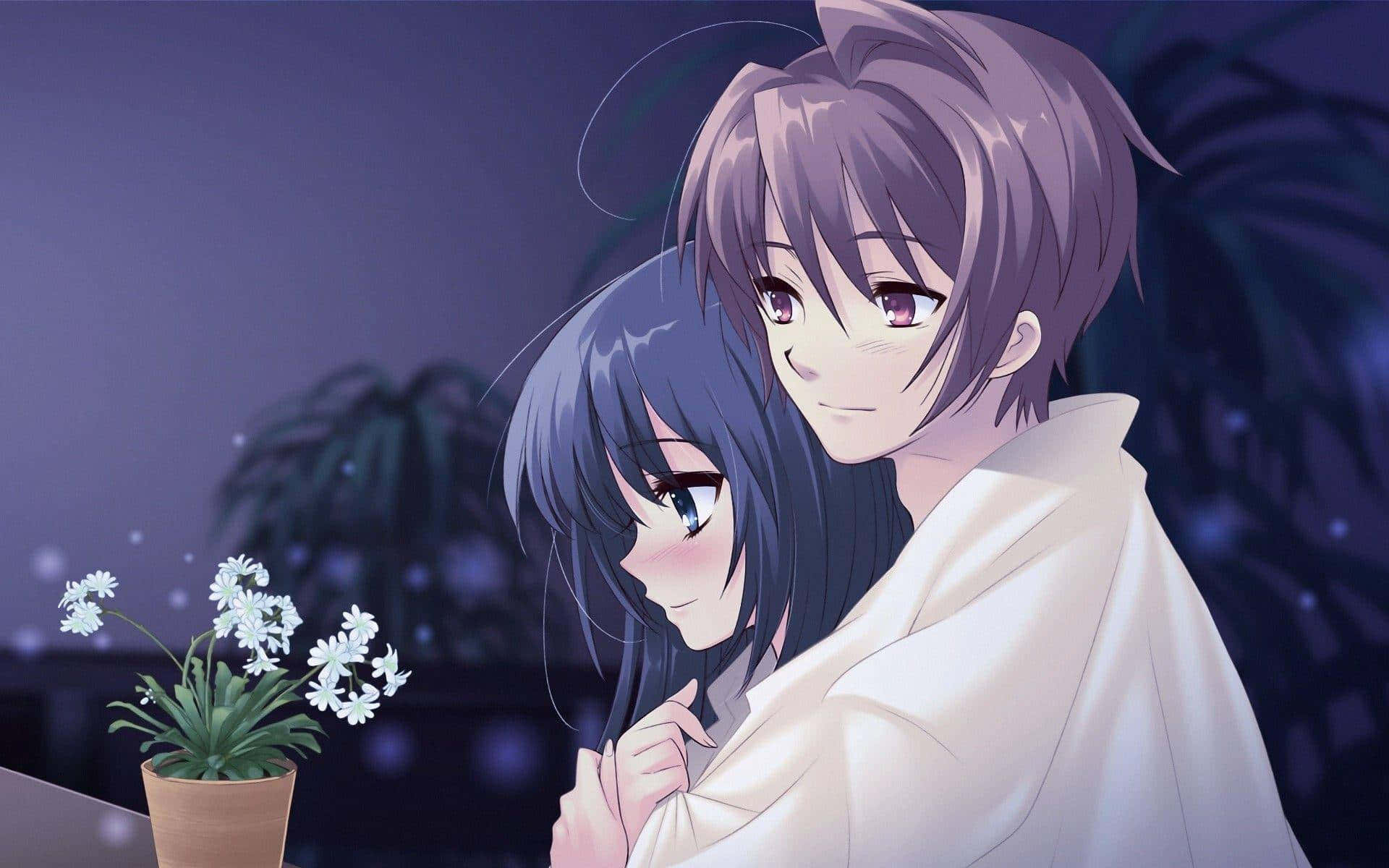 Image Aesthetic Anime Couple Sharing A Sweet Moment Background