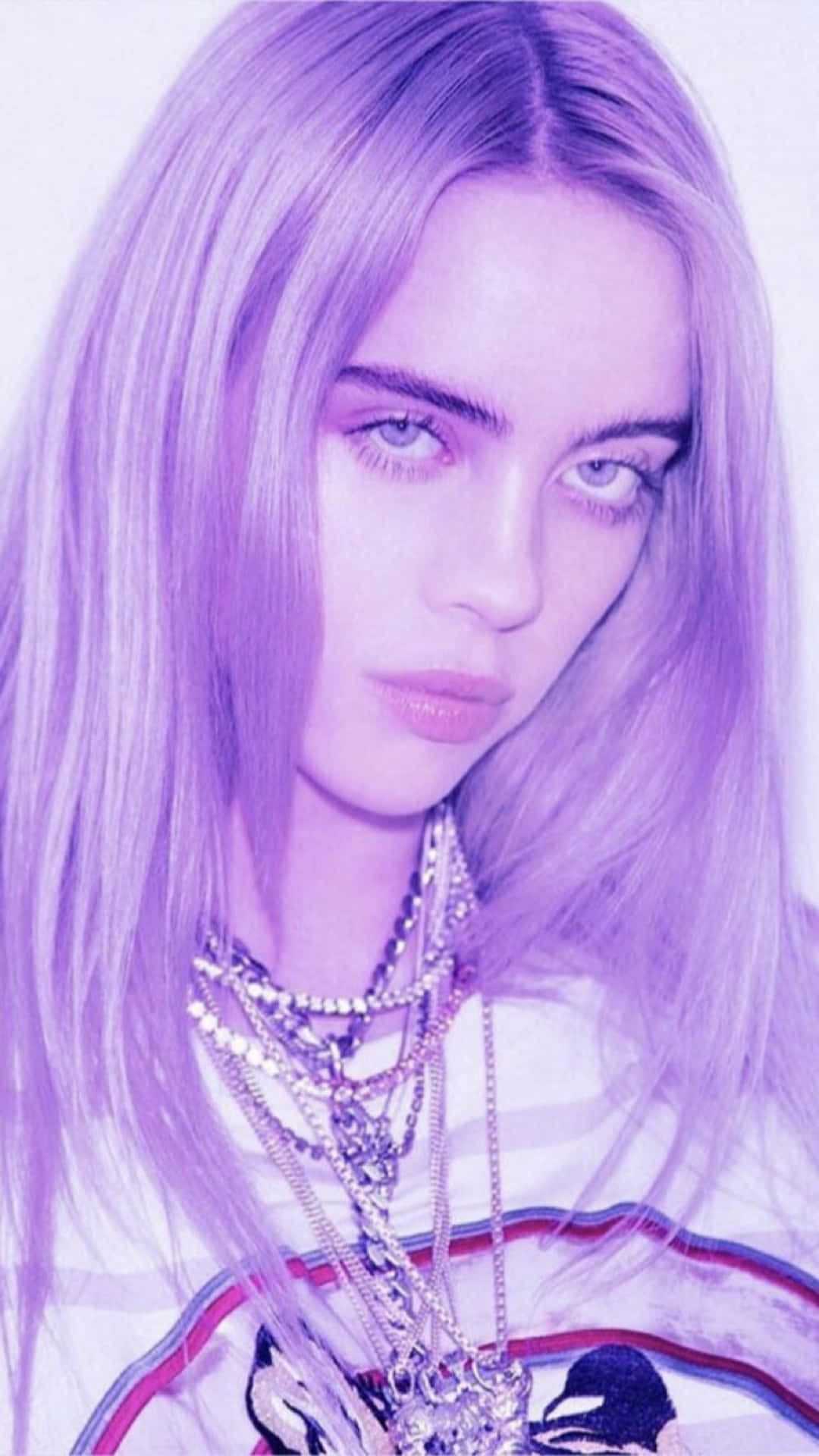 Image Billie Eilish Sporting A Bright Purple Hairdo Background