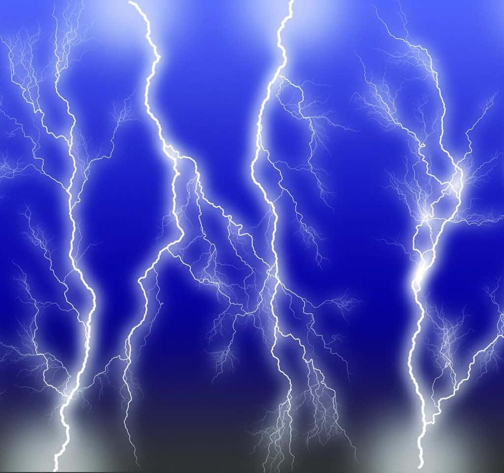 Image Blue Lightning Striking The Night Sky Background