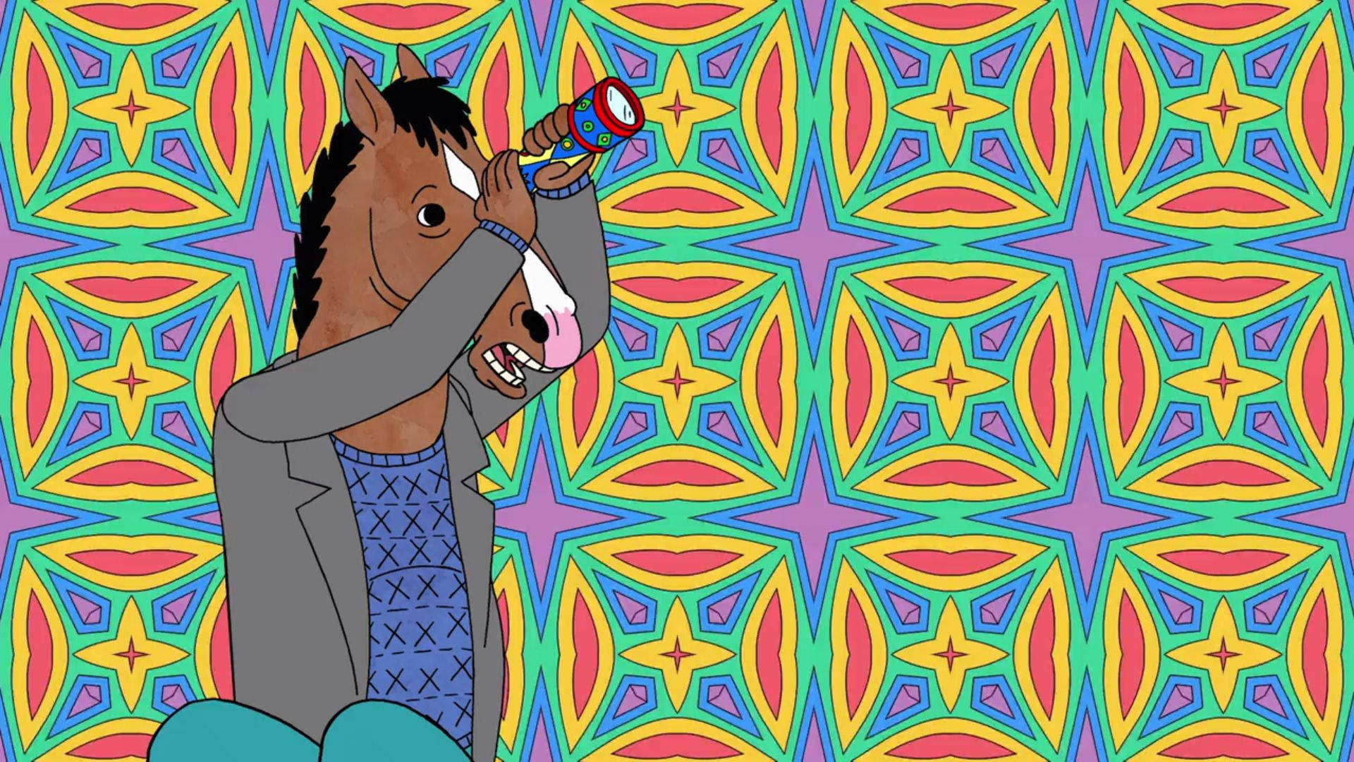 Image Bojack Horseman Gazes Into A Kaleidoscope Background