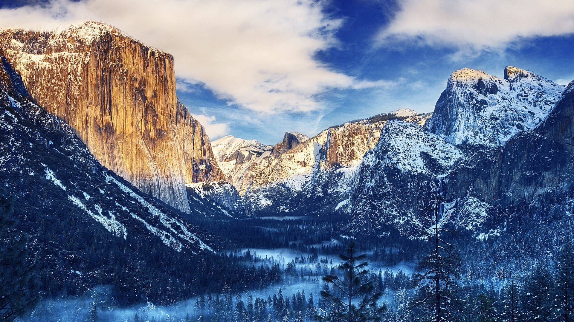 Image Breathtaking Snowy Yosemite Valley Background