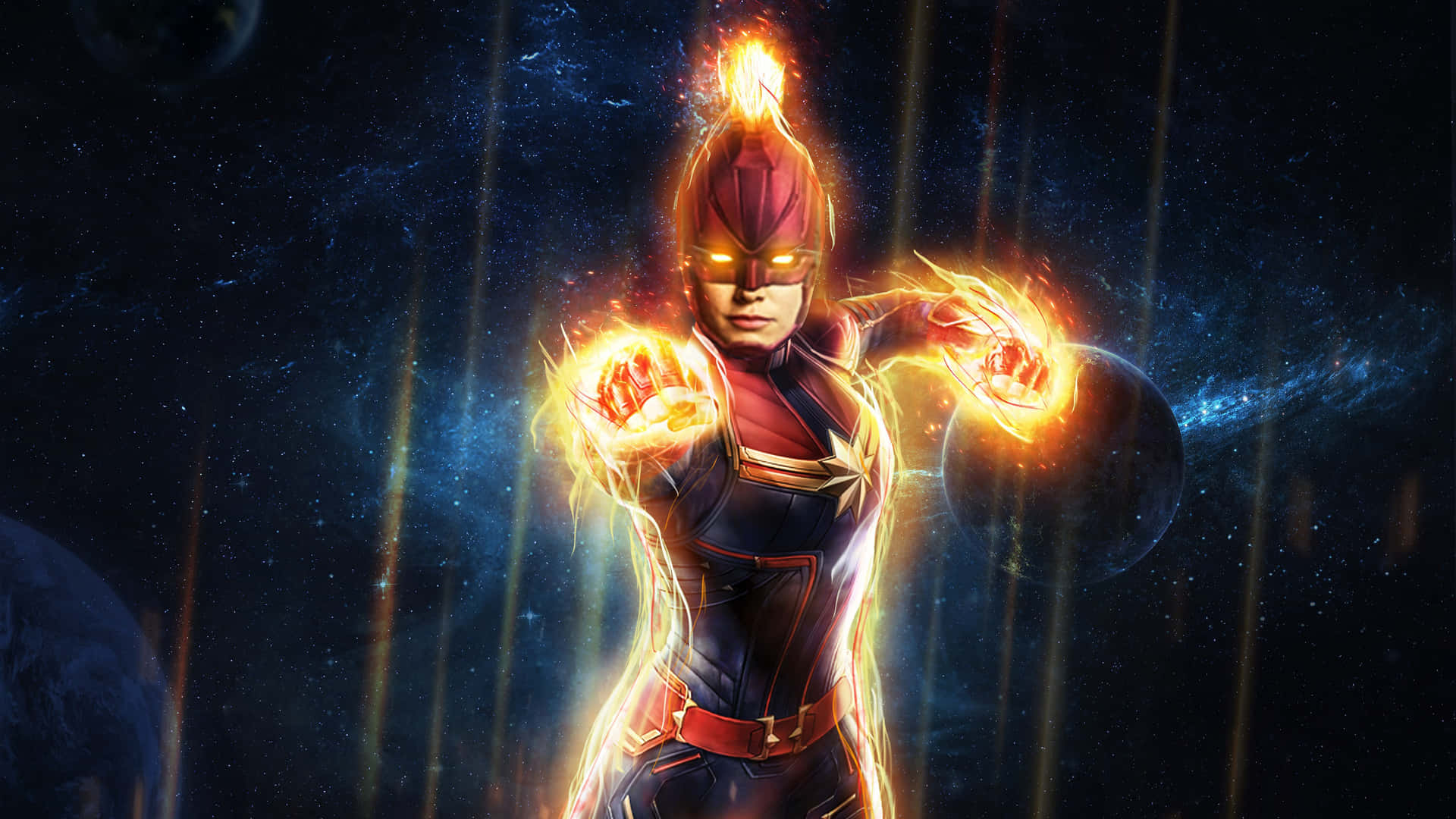 Image Brie Larson As Captain Marvel In The Movie Of The Same Name Background