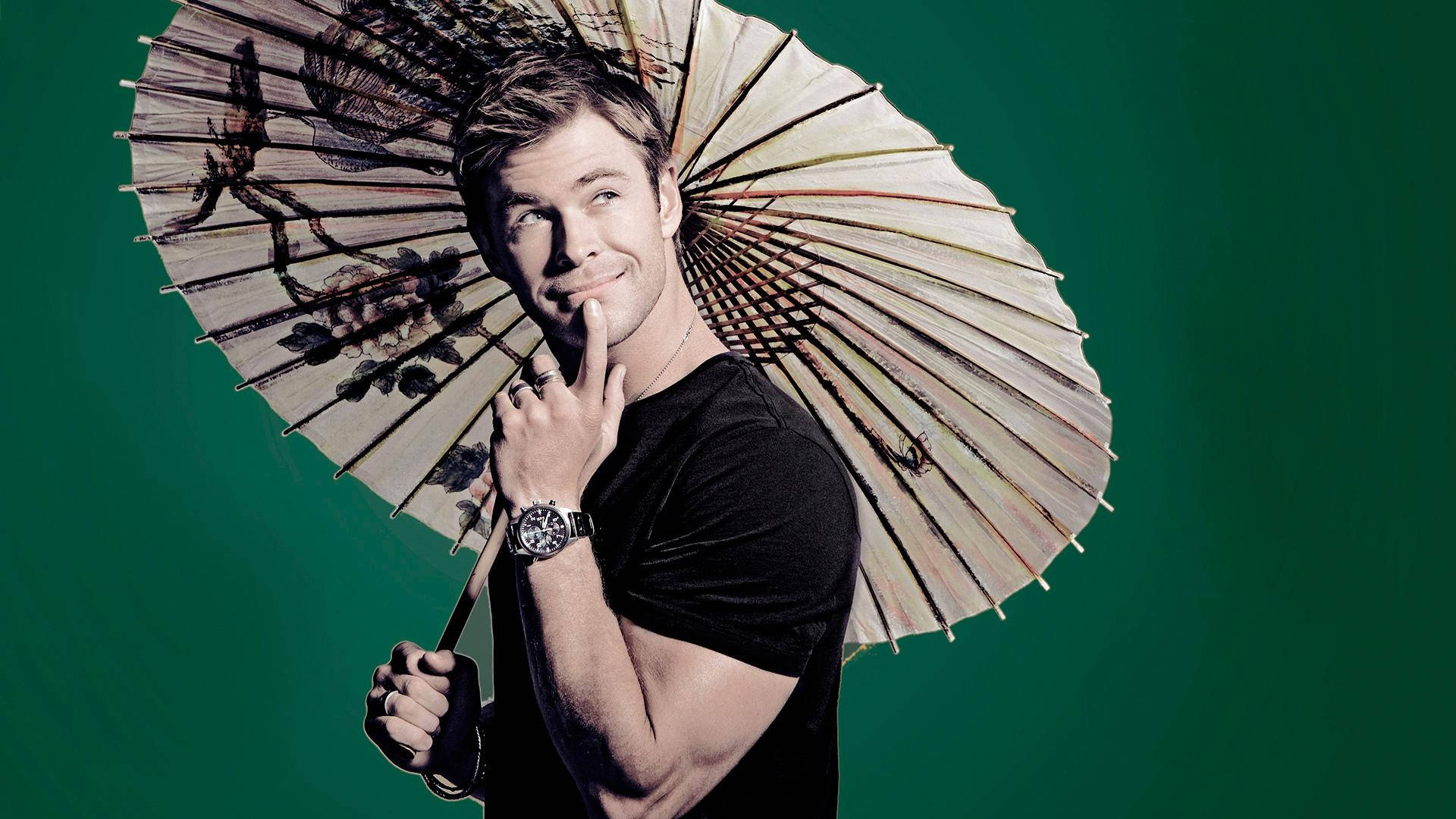 Image Chris Hemsworth With An Umbrella