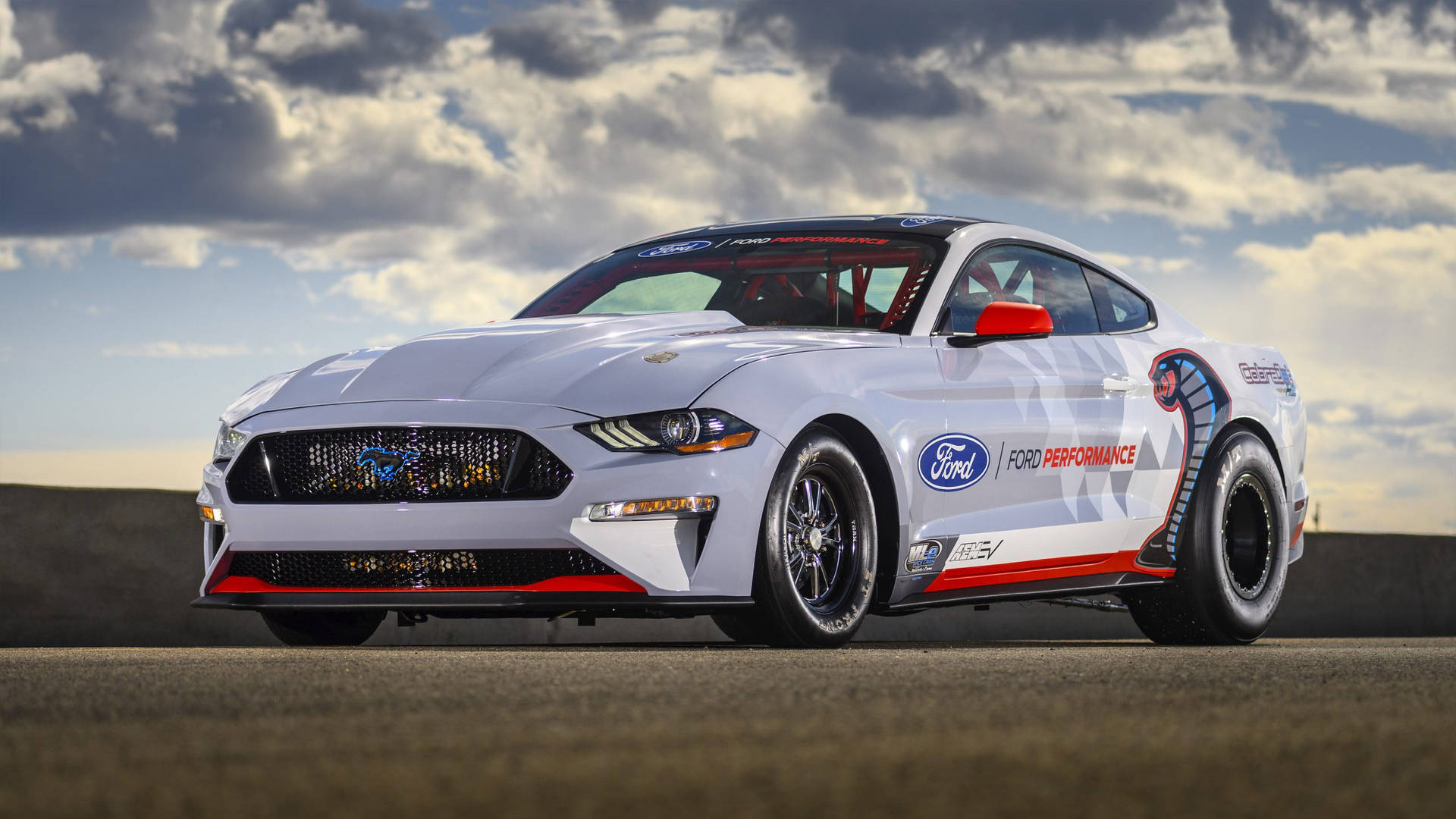 Image Classic Blue Cool Mustang With Red Stripes Background