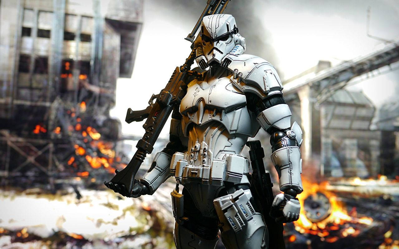 Image Clone Trooper In Lighting Raid Background