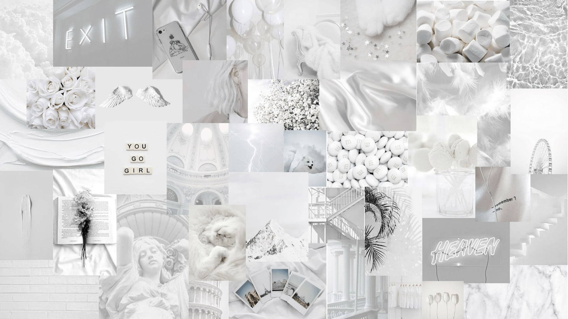 Image Collage In Cute White Aesthetic Background