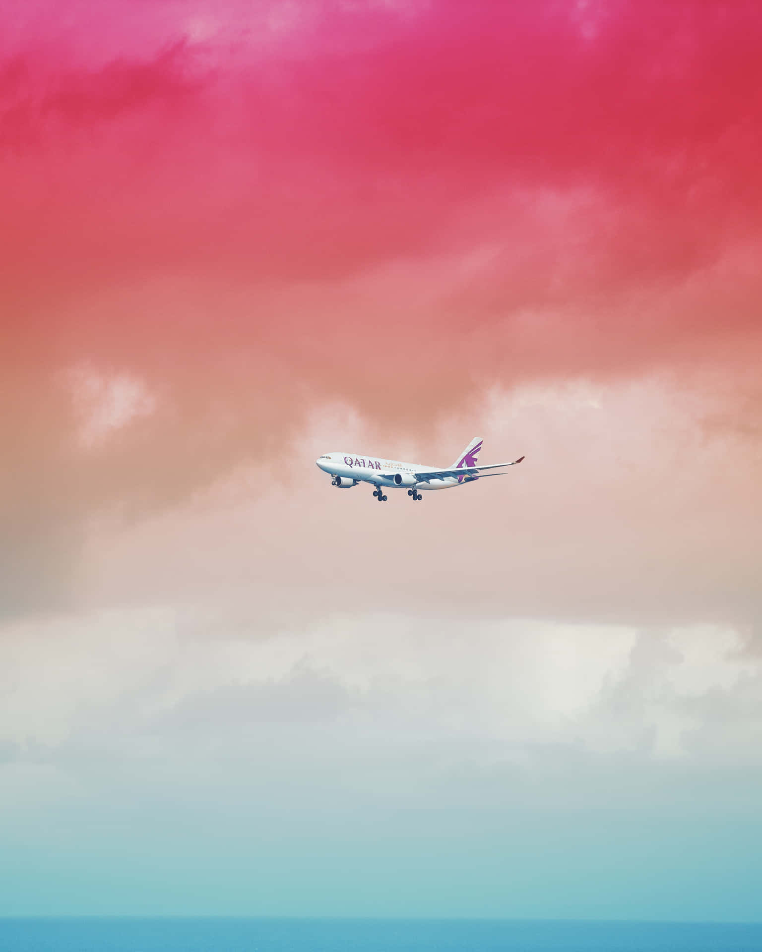Image Cool Plane Flying High Through The Blue Sky Background