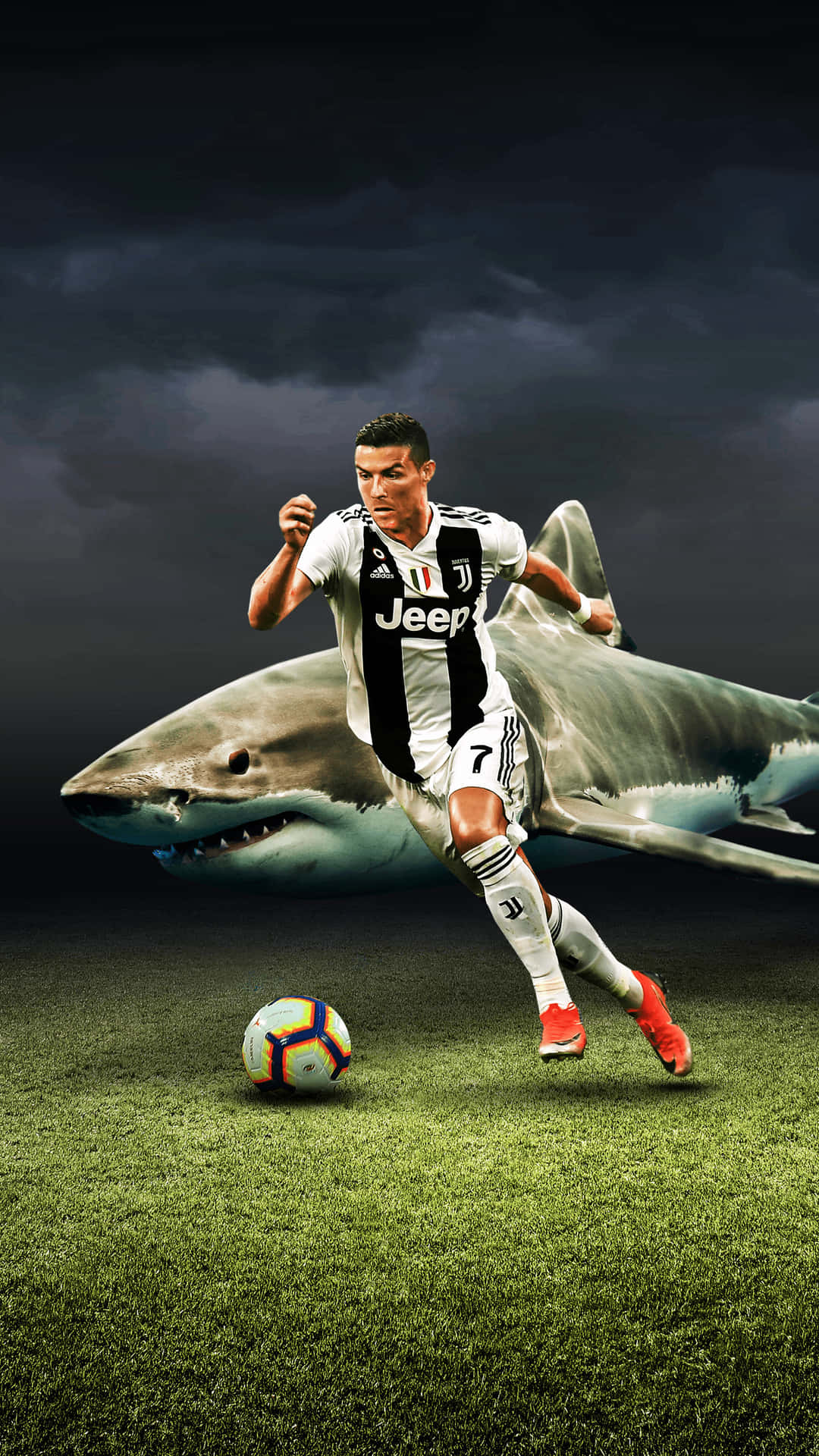 Image Cristiano Ronaldo About To Take A Shot In A Soccer Match Background