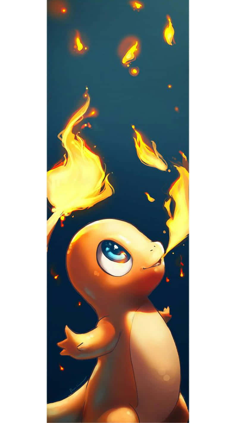 Image Cute Charmander With Flames Background