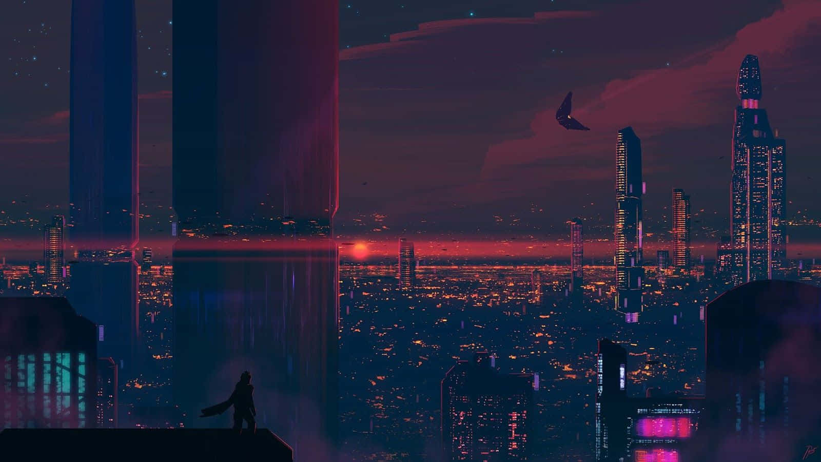 Image Cyberpunk Pixel Art Background