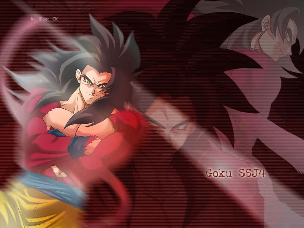 Image Gokû Super Saiyan 4 In Mid-energy Projection Background