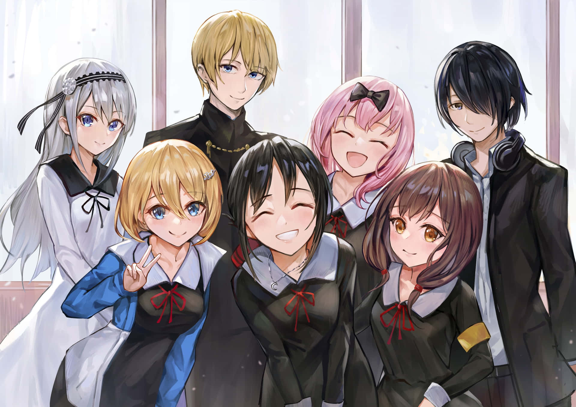 Image Kaguya Shinomiya And Miyuki Shirogane Displaying Their Love For Each Other Background