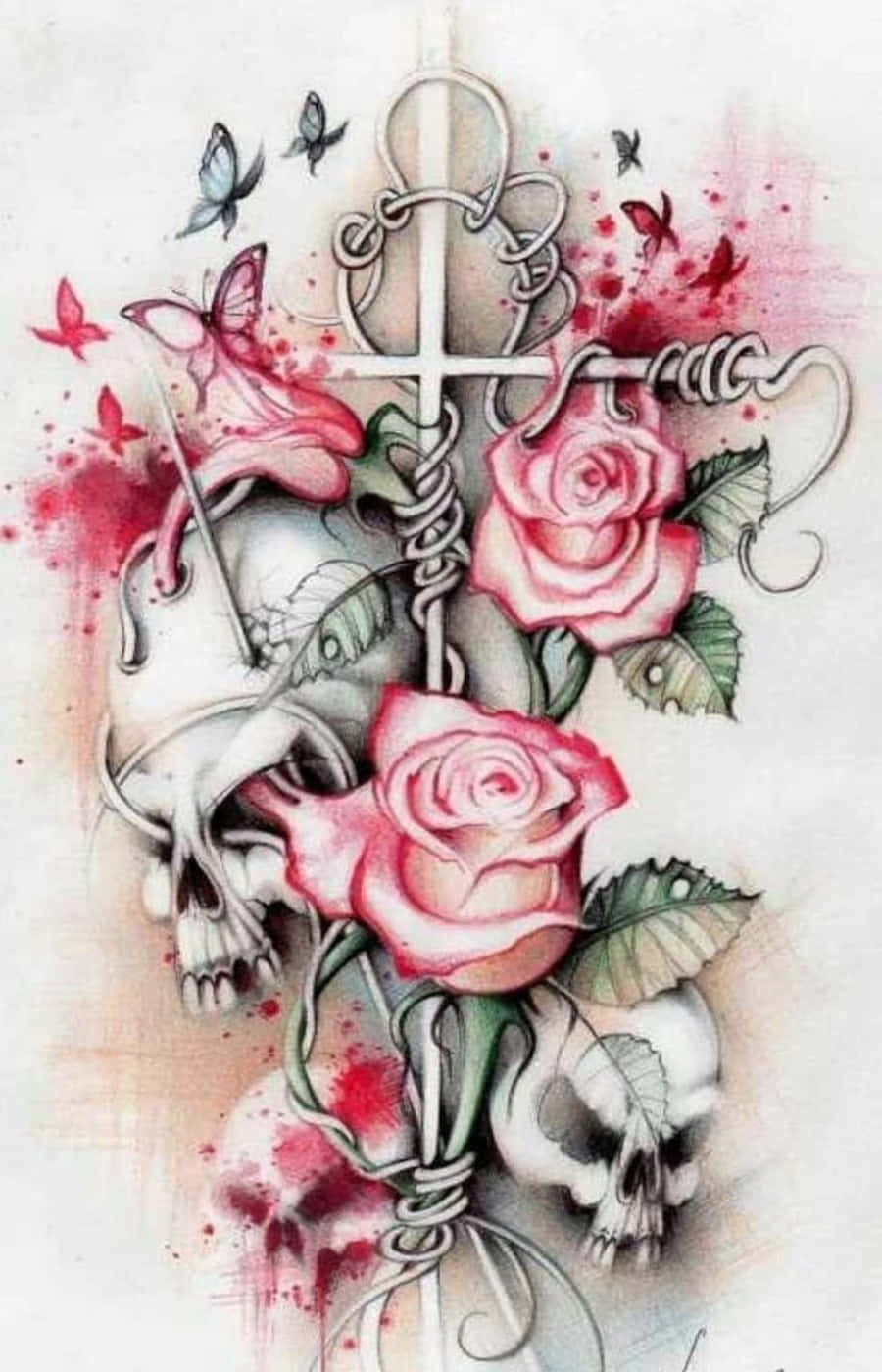 Image Love Skulls And Roses Background