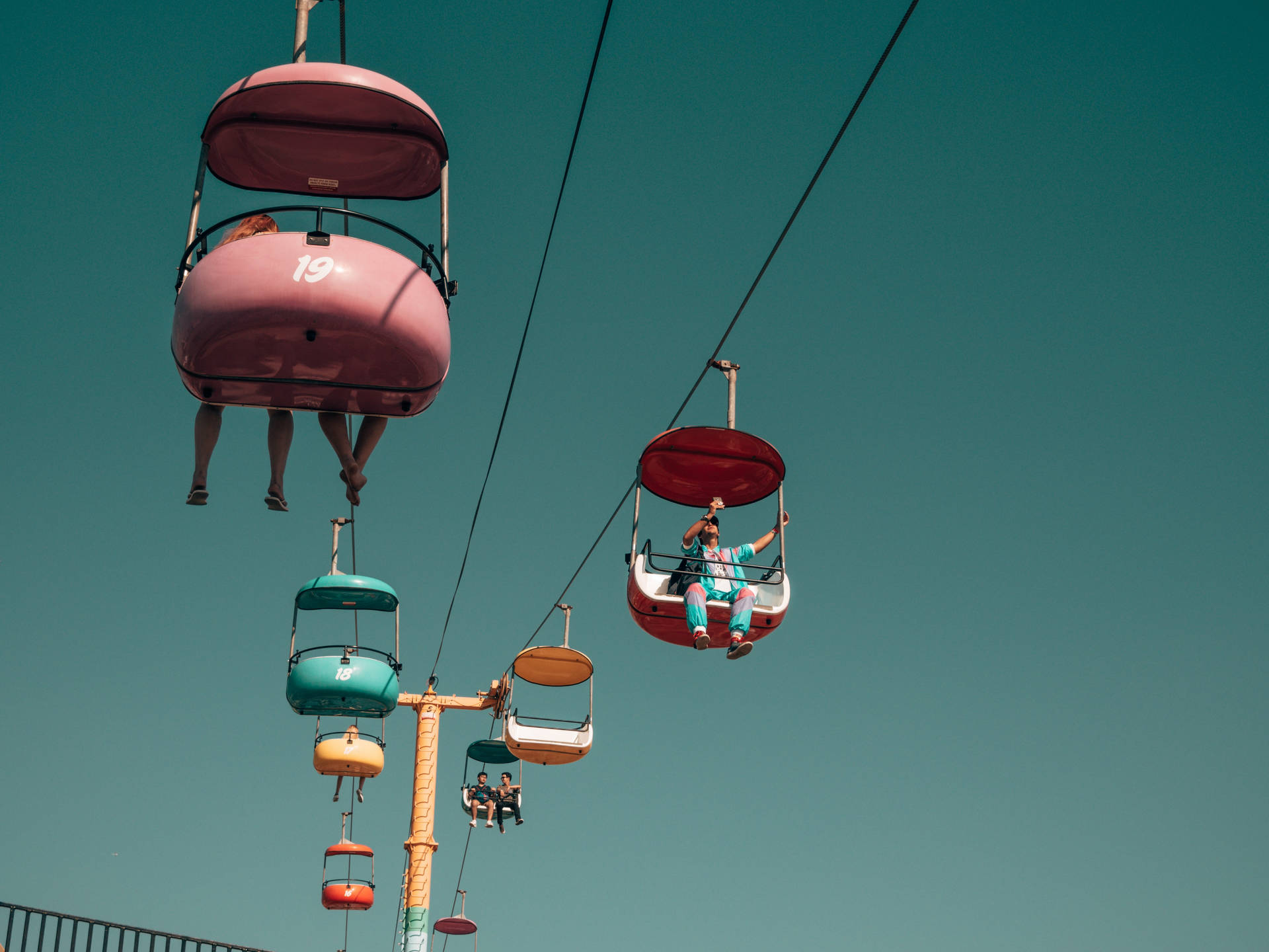 Image Of Pastel Vintage Cable Cars Background