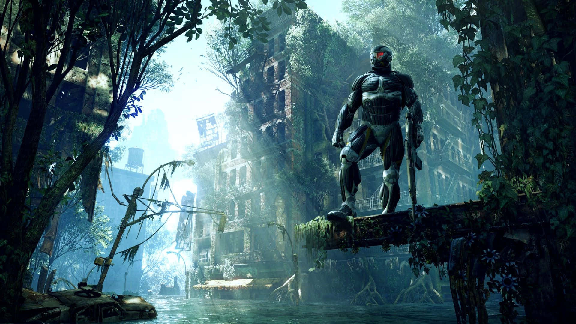 Image One Lonely Soldier Stands, Amidst The Ruin Of Crysis 3's City. Background