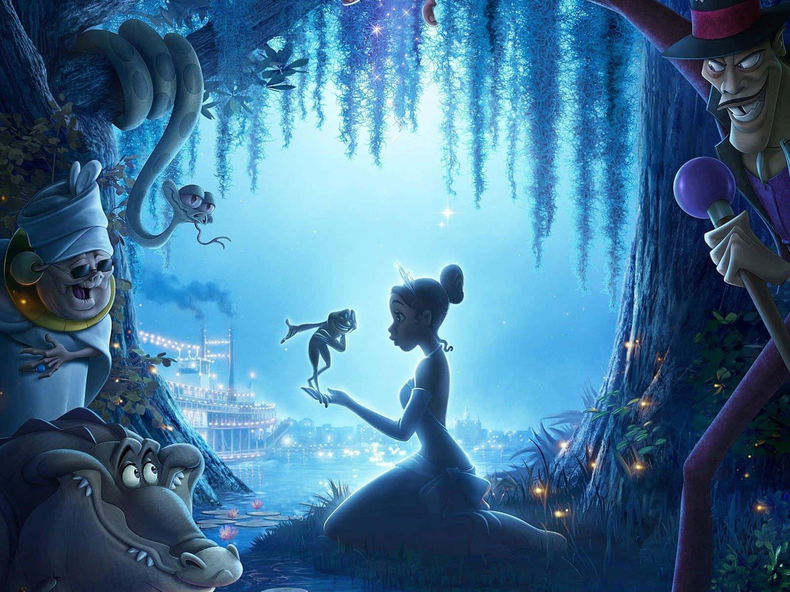 Image Princess Tiana Wearing A Beautiful Green Gown. Background