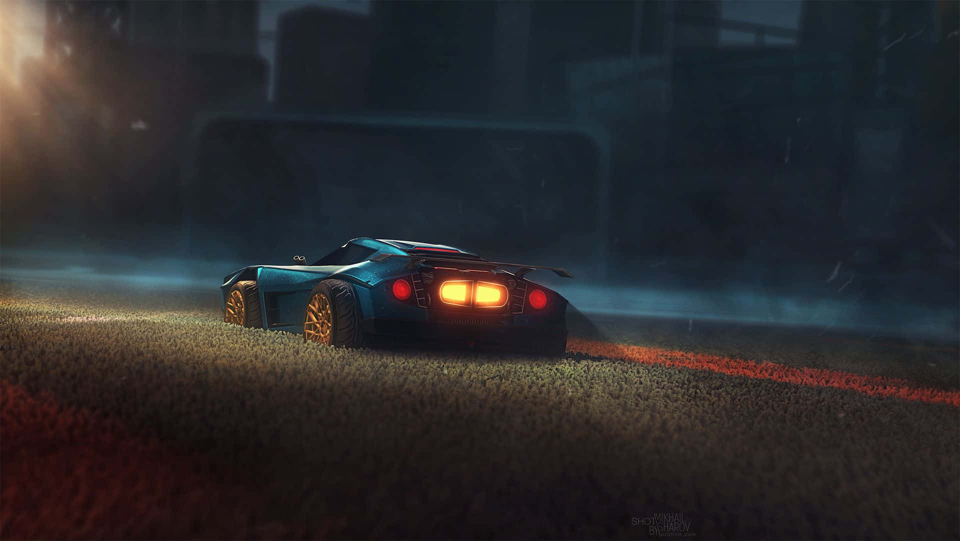 Image Ready For Launch: A Gamer Flies Through An Off-road Track In Rocket League Background