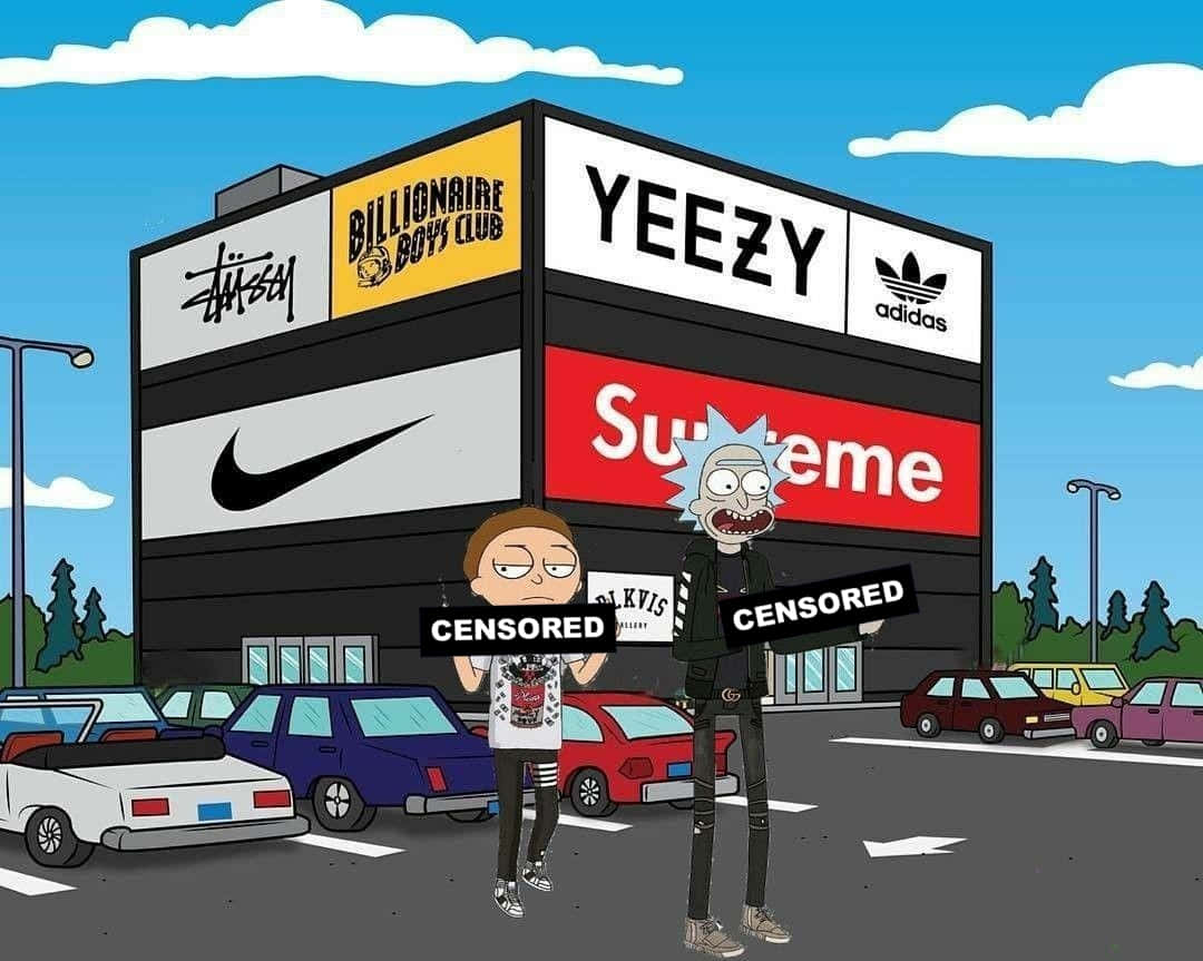 Image Rick And Morty Wearing The Supreme Logo Background