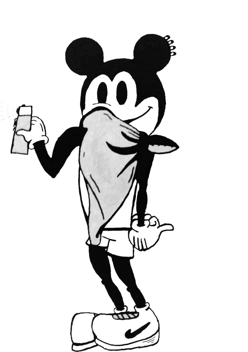 Image “take A Bite Out Of Technology With The Colorful Black Mickey Mouse Phone” Background