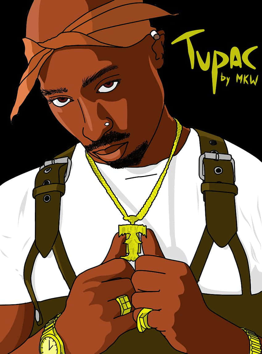 Image Tupac Shakur In Cartoon Form Background
