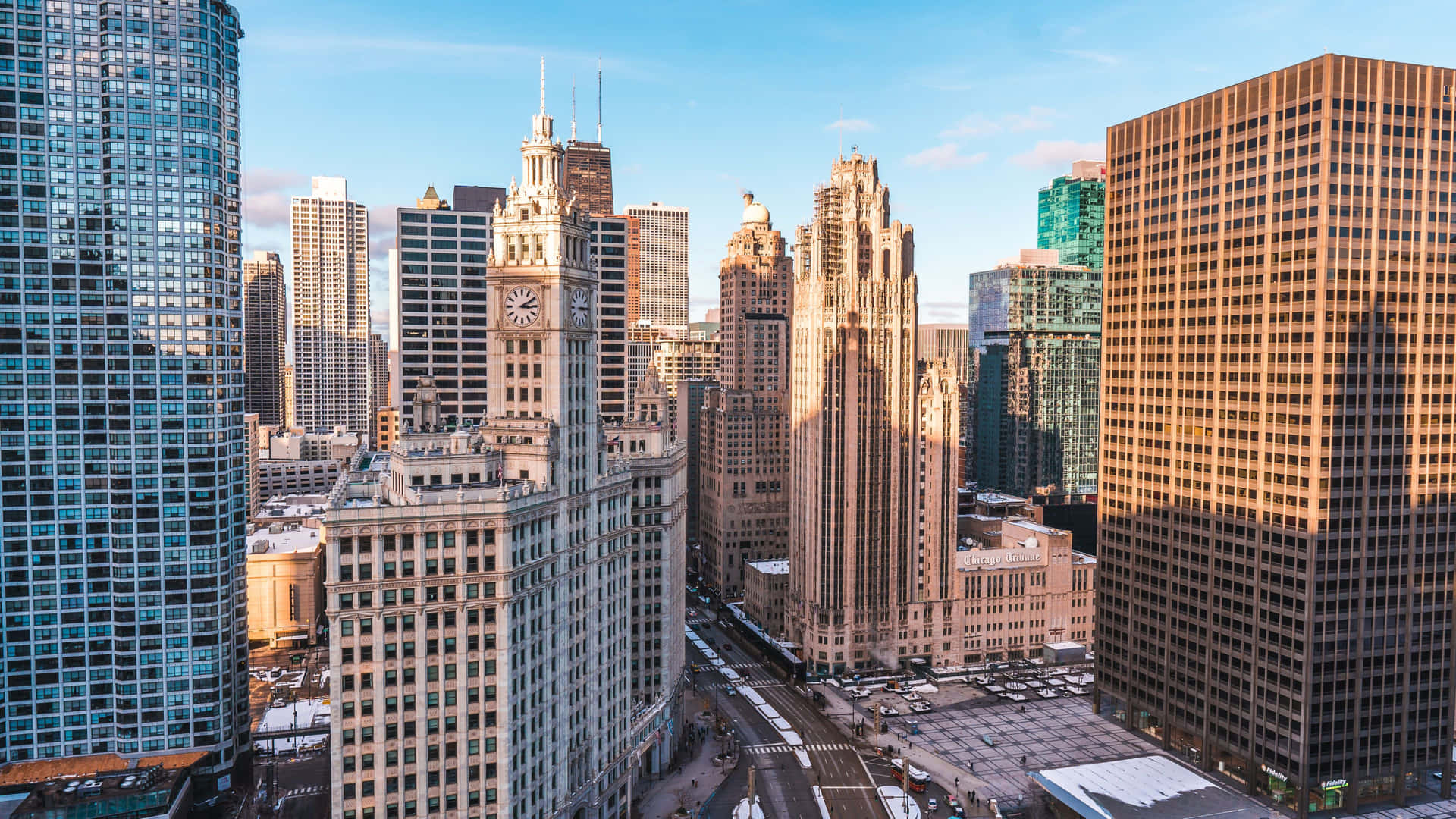Image Vibrant Cityscape Of Chicago Taken During A Sunset Background