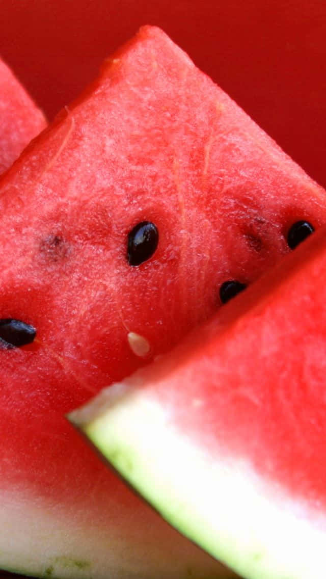 Image Watermelon Slices On A Red And Black Plaid Iphone Case Background