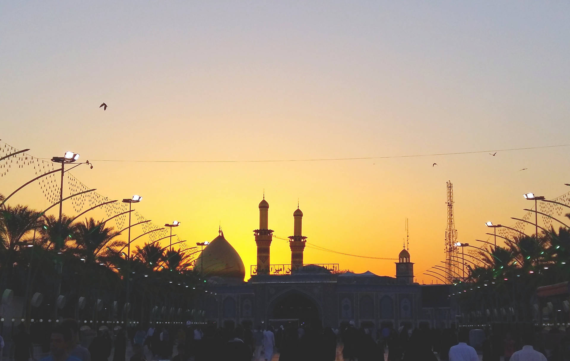 Imam Hossain Shrine Sunset Karbala Background